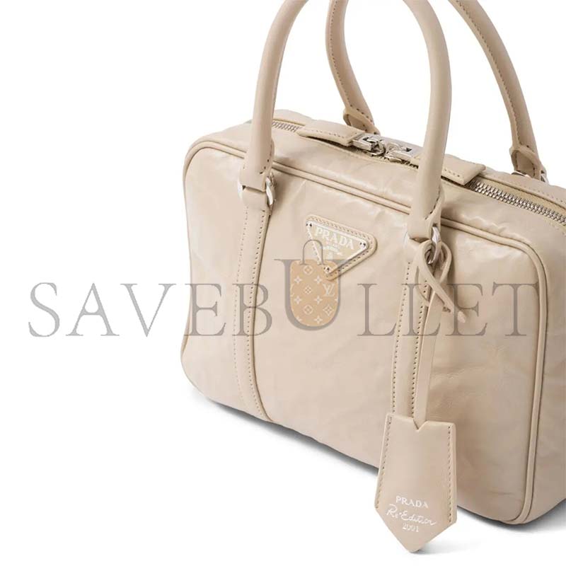 Pra*a medium antique nappa leather top handle bag 1bb092 (24*15.5*7cm)